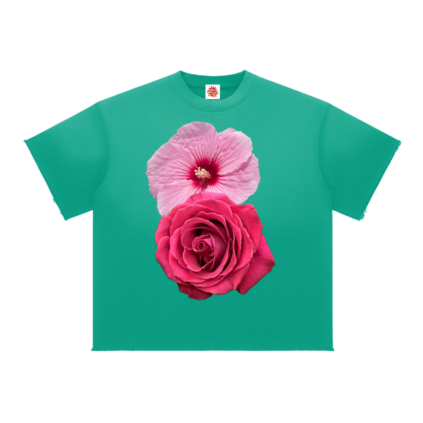 Sun Fade Raw Edge short sleeve sweatshirt