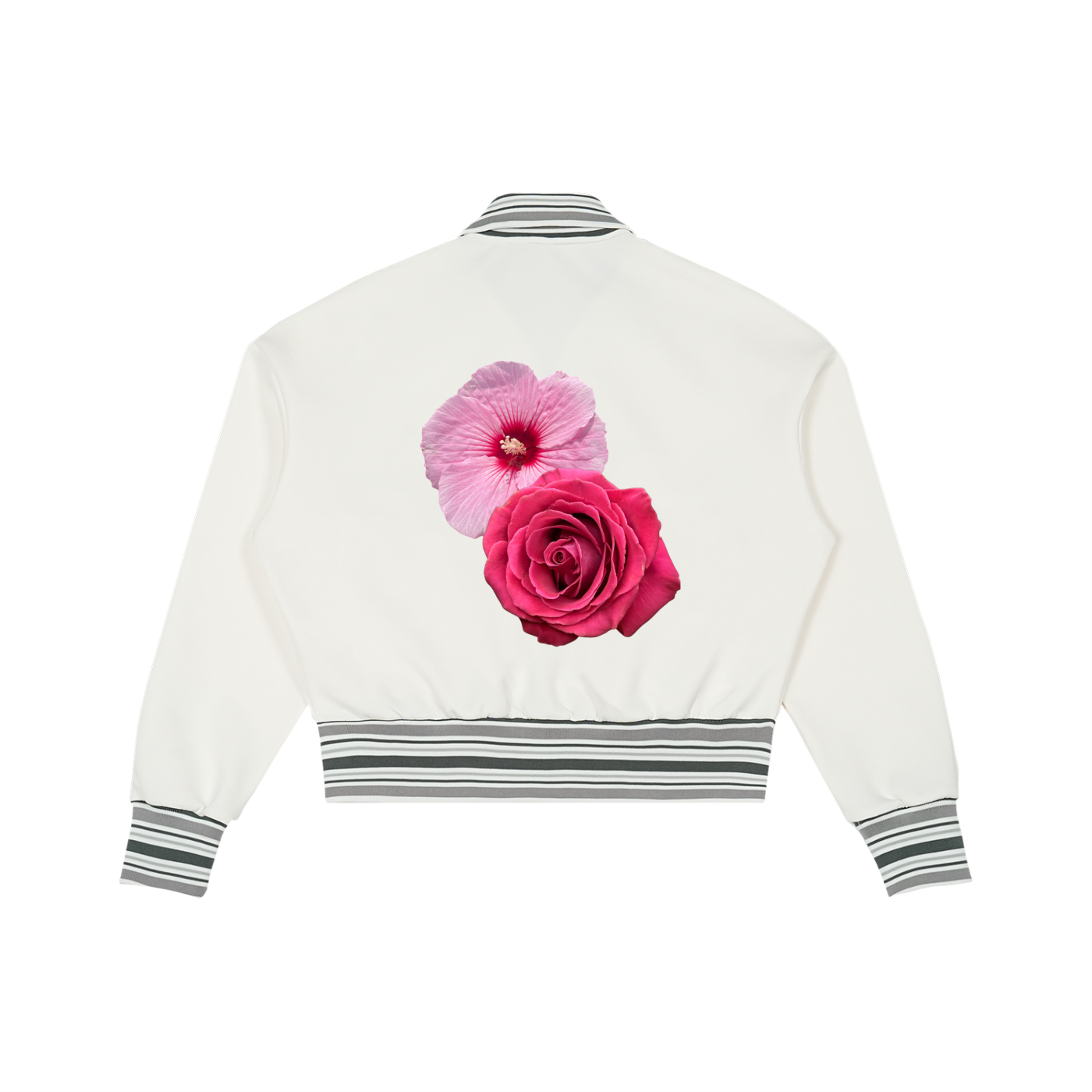 Striped Rib Collar Zip Jacket